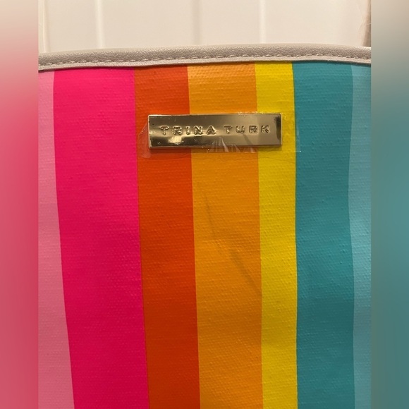 NWT Trina Turk Striped Canvas Tote Bag Spring Inspired - Picture 10 of 11